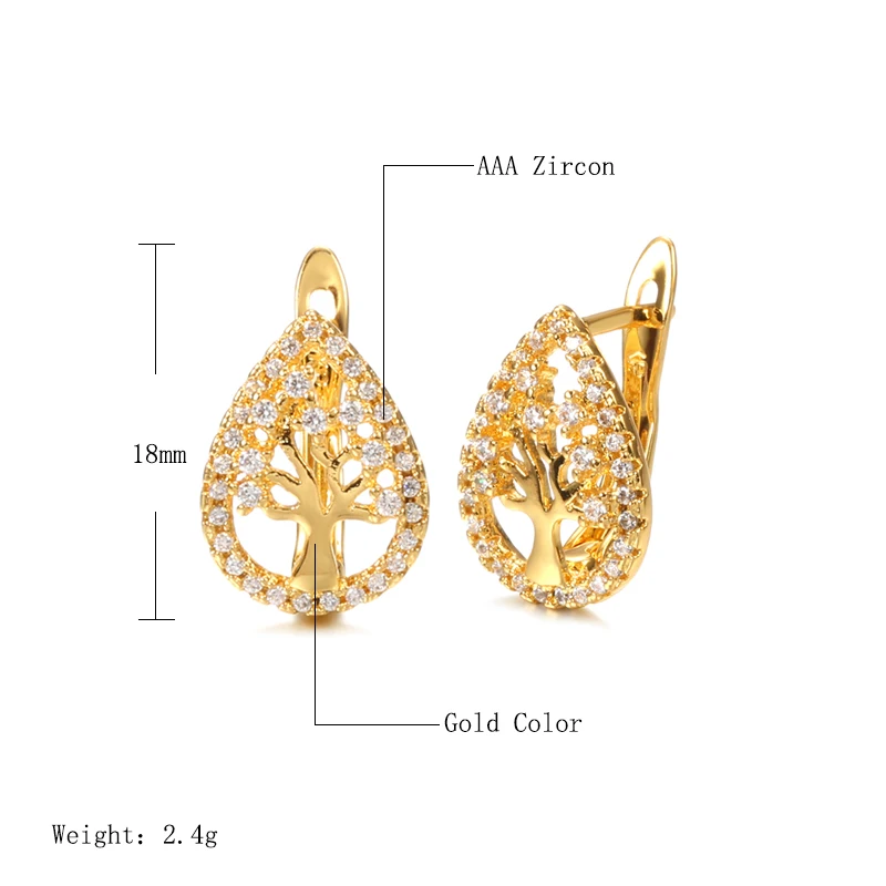 Популярные серьги-гвоздики Kinel с цветком на удачу и деревом модные золотые серьги