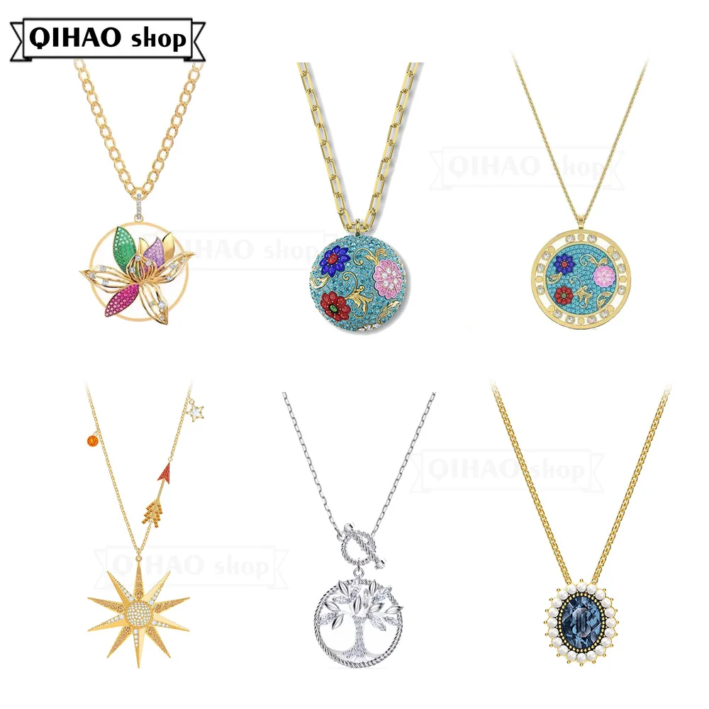 

2021 New Fashion Jewelry SWA Exquisite Sunflower Life Tree Orchid Noble Charm Women Necklace High Quality Best Gift