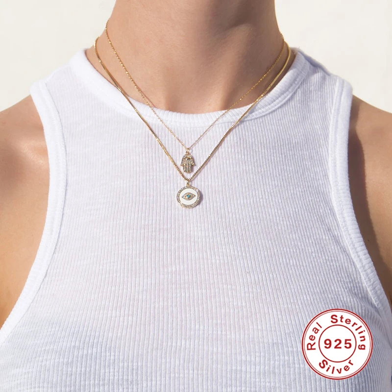 

Solid 925 Sterling Silver Personalized Colgante Collares Pendant Necklace For Woman Lovers' Daughter Ladies Clavicle Chain Gift
