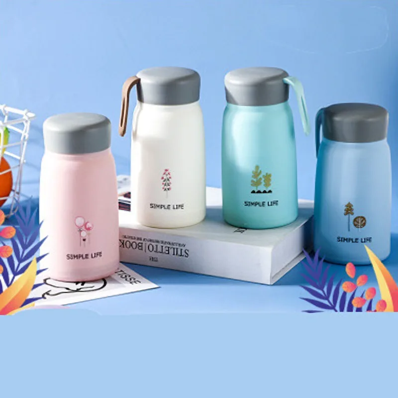 

New Portable for Travel Cartoon Glass Water Cup Creative Mug Tumbler Cup With handle Water Cup with Lid Cold Cup Student Gift