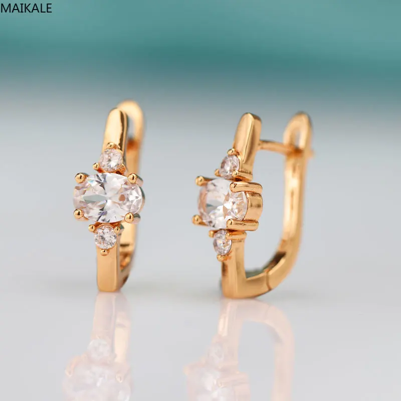 MAIKALE, модные овальные серьги-гвоздики для женщин, медь, кубический цирконий, золотые серьги, простые серьги, изысканное ювелирное изделие, для свадьбы, вечеринки