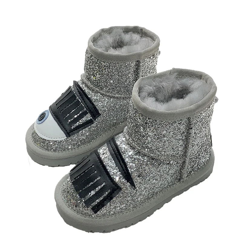 Dolakids/Плюшевые ботинки с рисунком для малышей Модные детские зимние Обувь