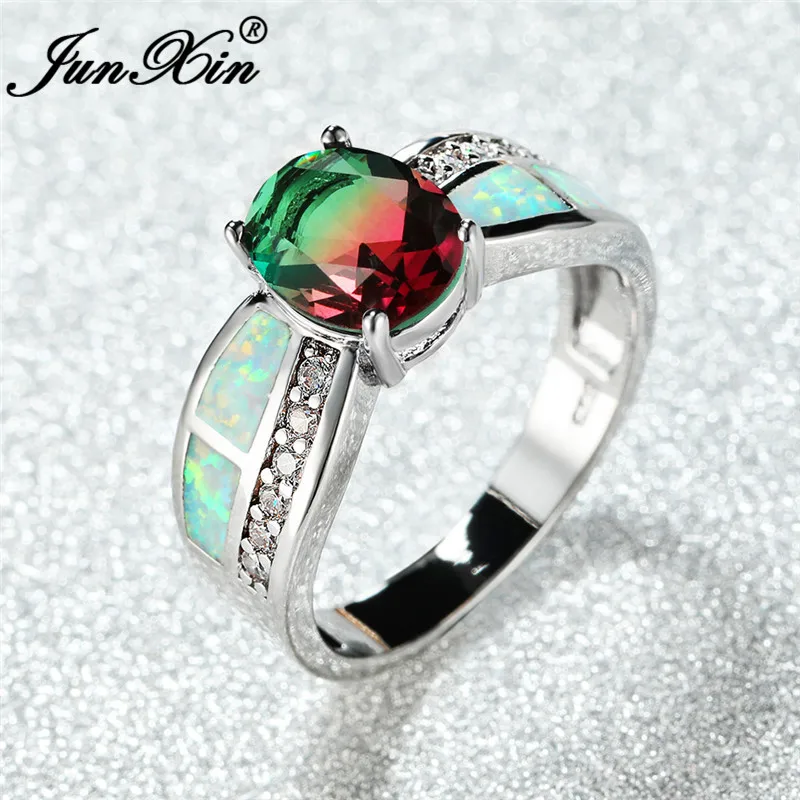 Роскошное кольцо с голубым и белым огненным опалом серебряный цвет Радужный