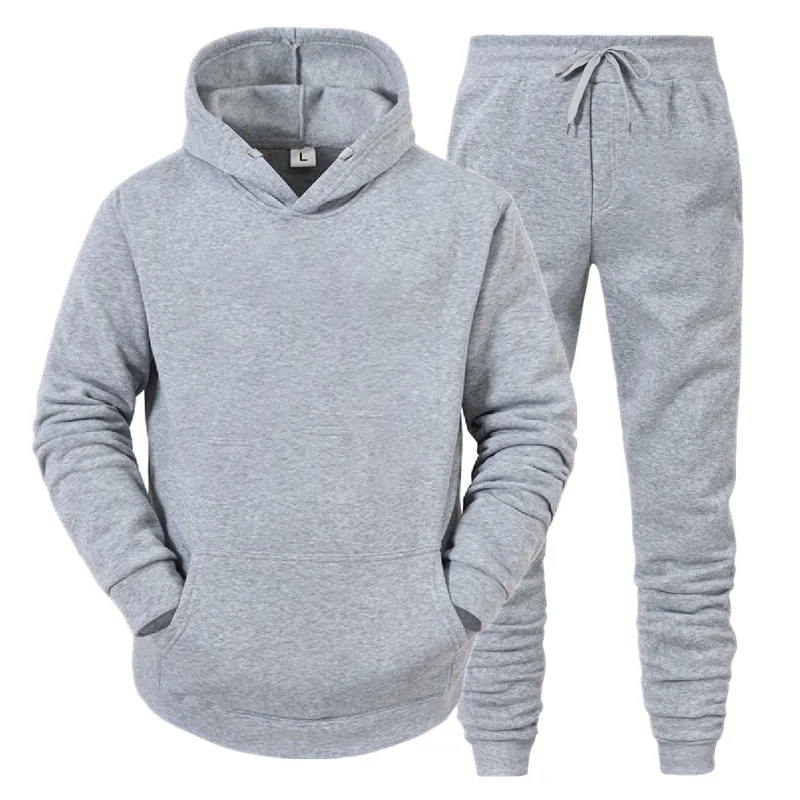 

2021 Spring and Autumn Men's Sports Jacket Hoodie Trousers Suit Fashion Light Casual Long Sleeve Sports Suit