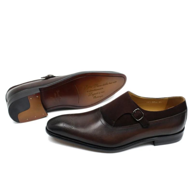 Классические деловые мужские туфли на ремешке Туфли под платье из натуральной
