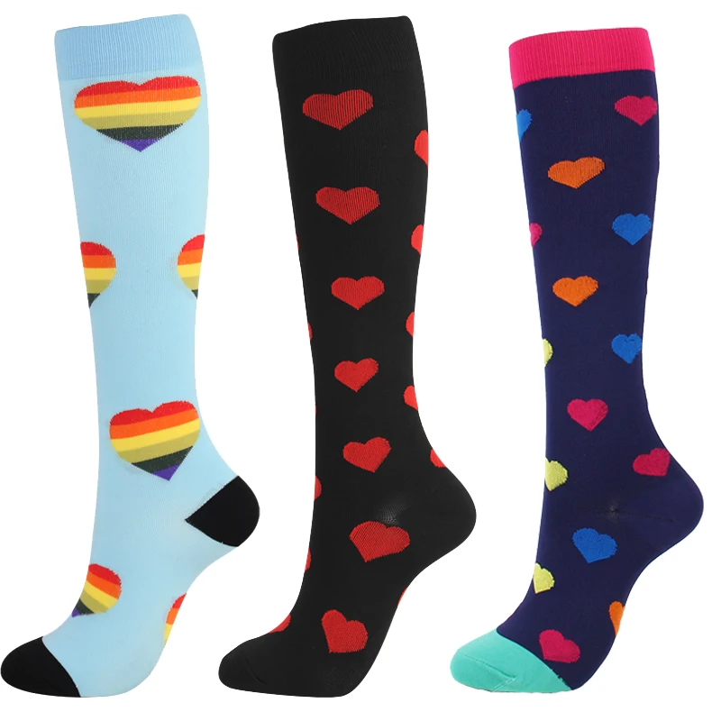 3 Pairs Compression Stockings Men Women Cycling Sports Socks Fit for Edema Diabetes Varicose Veins Marathon Running Socks