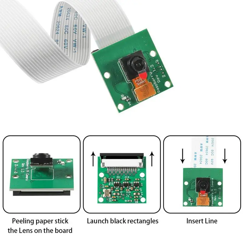 Модуль видеокамеры Raspberry Pi 5 МП 1080p мини веб-камера датчик OV5647 для Model A/B + RPi 2B 3B 4B |