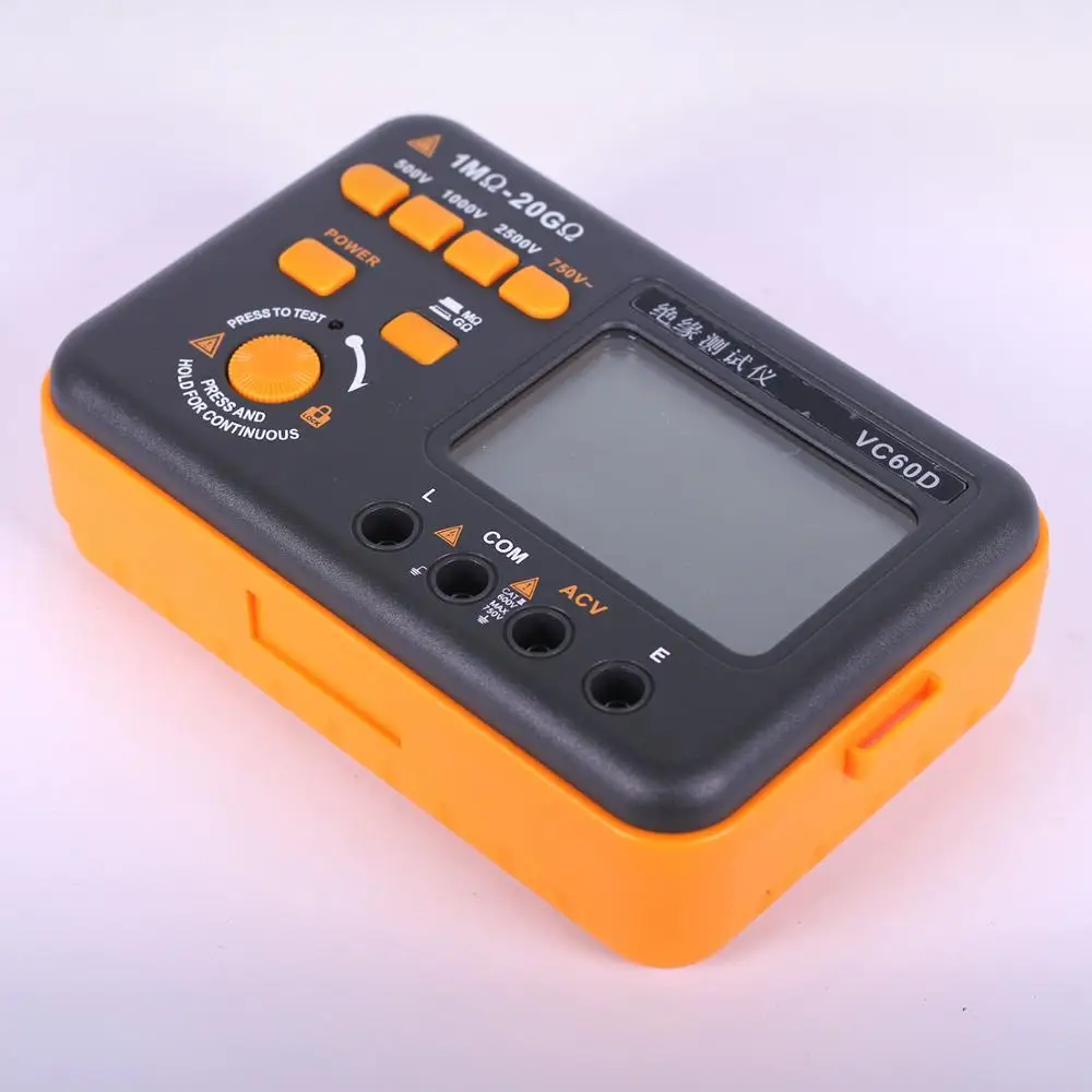 VC60D Megohmmeter Заводская розетка цифровой измеритель сопротивления изоляции 20 г
