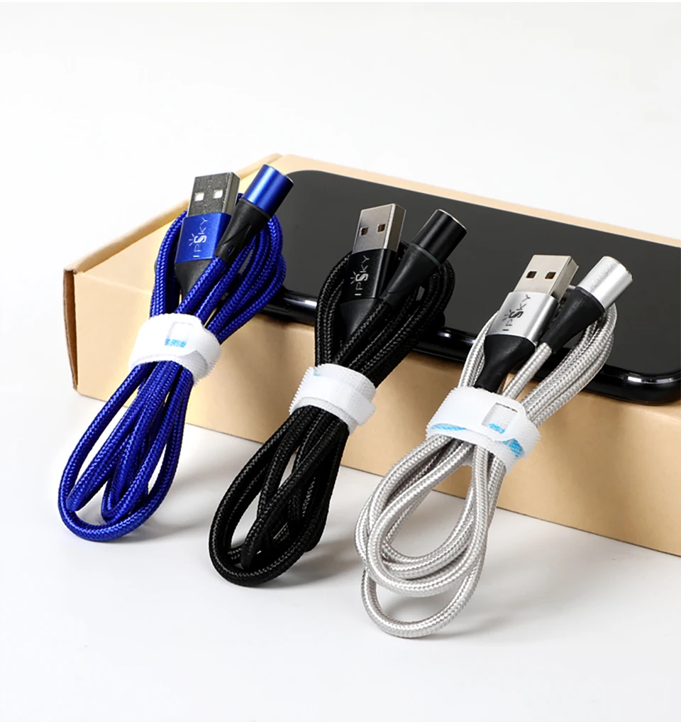 Магнитный кабель IPSKY, 3 А, быстрая зарядка через usb, Тип C, для телефона, вращение на 360, магнитный кабель для передачи данных для Iphone X XR, зарядное устройство для samsung, шнур