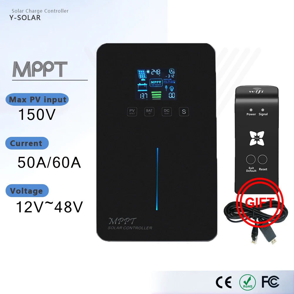 MPPT Контроллер заряда 50A/60A Макс PV напряжение 150VDC 12 V/24 V/36 V/48 V авто четыре типа моделей нагрузки с двумя портами