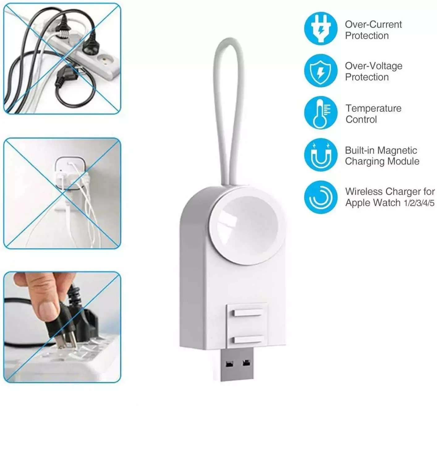 wireless charger for apple watch portable magnetic for apple iwatch series 5 4 3 2 1 iphone xs xr 7 8 11 plus usb cable airpods free global shipping