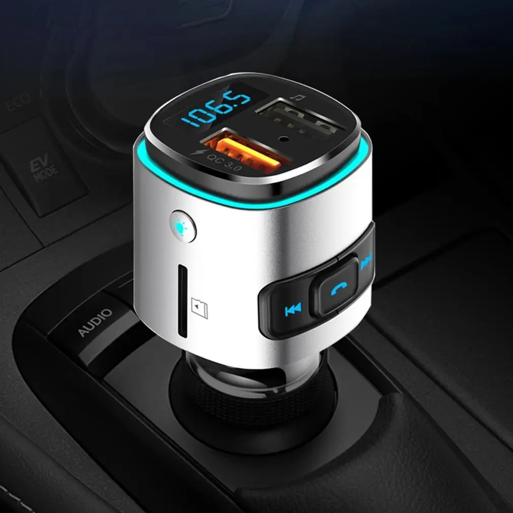 

Ambient Light Car MP3 Player FM Transmitter U Disk TF Card Music Player Wireless Receiver Hands-free Call USB Car Charger