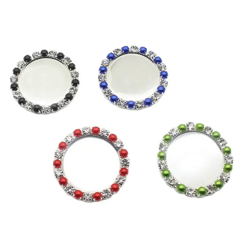 Пуговицы для одежды круглые жемчужные металлические со стразами 33 мм 10 шт./лот |