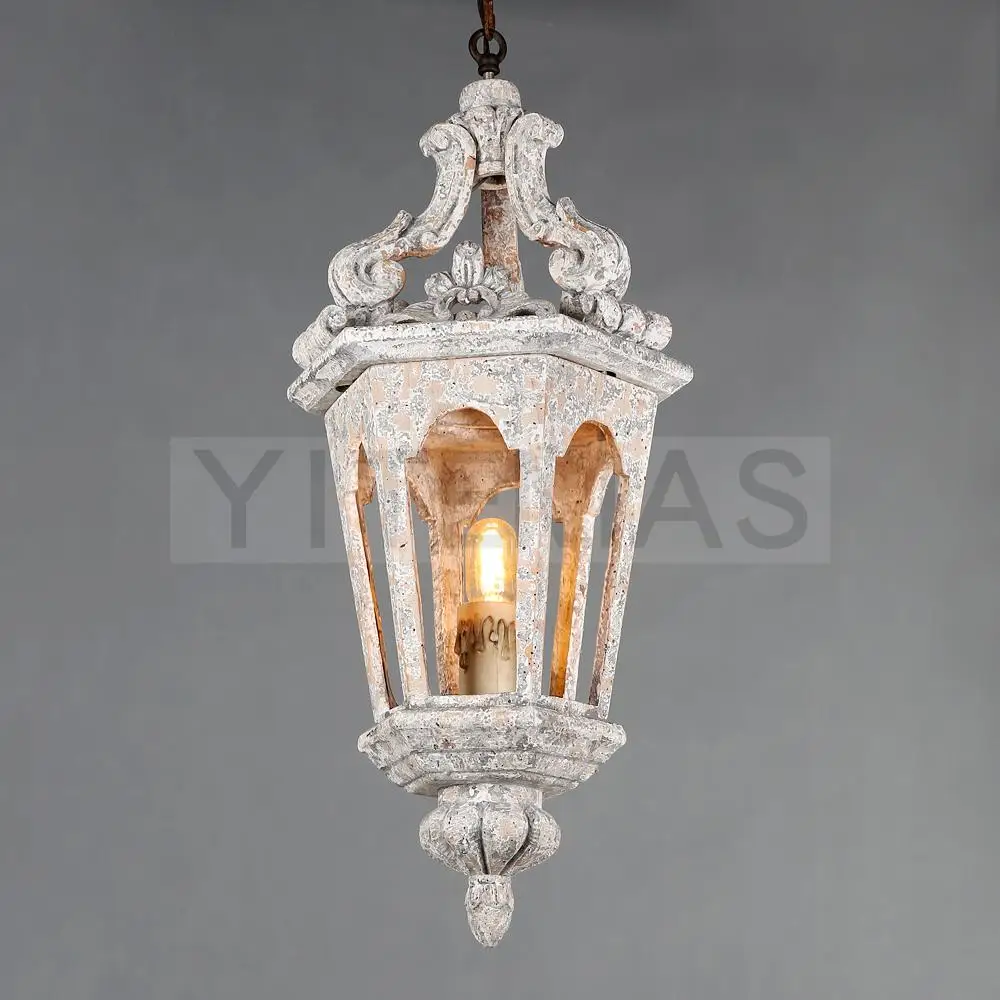 Французский роскошный античный светильник из белого дерева винтажный подвесной