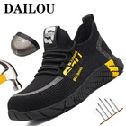 Дышащая Рабочая защитная обувь DAILOU, мужские рабочие ботинки со стальным носком, строительная обувь, защитные ботинки, рабочая Мужская обувь с защитой от разрушения