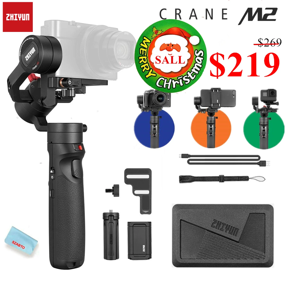 Zhiyun Crane-M2 кран M2 3-осевой ручной шарнирный стабилизатор для камеры GoPro Портативный все в одном Для беззеркальных камер смартфонов экшн-камер