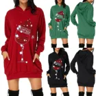 Рождественское платье, Женская толстовка с капюшоном 2021, модные винные очки с блестками, свитшоты, Женская Повседневная сумка, пуловер с карманами на бедрах, женское платье