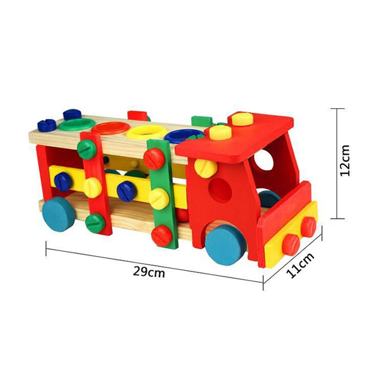 

Wooden Assembling Car Montessori Toys Baby Educational Wooden Toy Preschool Multifunctional Variety Nut Combination Car Tool