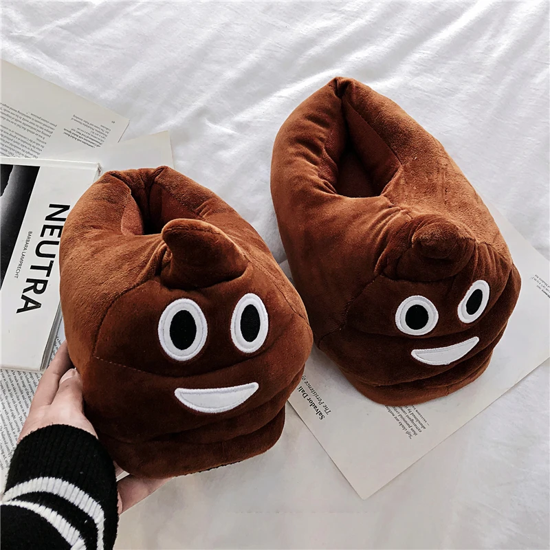 

Autumn Winter Men Women Home Slippers Plus Velvet Warm Cotton Shoes Cute Funny Poop Slippers zapatillas casa invierno zapatillas
