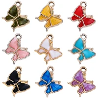 20pcs 13x13mm cute enamel butterfly charm multicolor animal alloy pendant accessories for womens earrings diy jewelry making