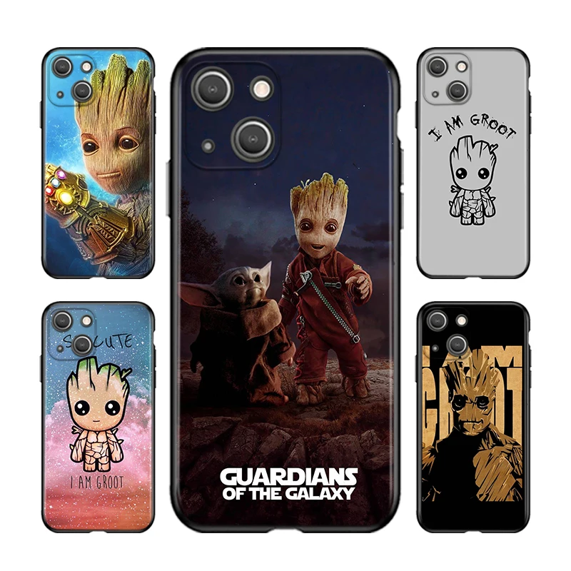 

Marvel I am Groot For Apple iPhone 13 12 11 mini 8 7 6S 6 5 5S XS XR X SE 2020 Pro Max Plus Black Soft Phone Case