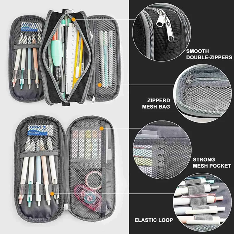 

1 Pcs Three Layers Large Capacity Pencil Case School Pen Case Supplies Pencil Bag School Box Pencils Pouch Stationery Holder