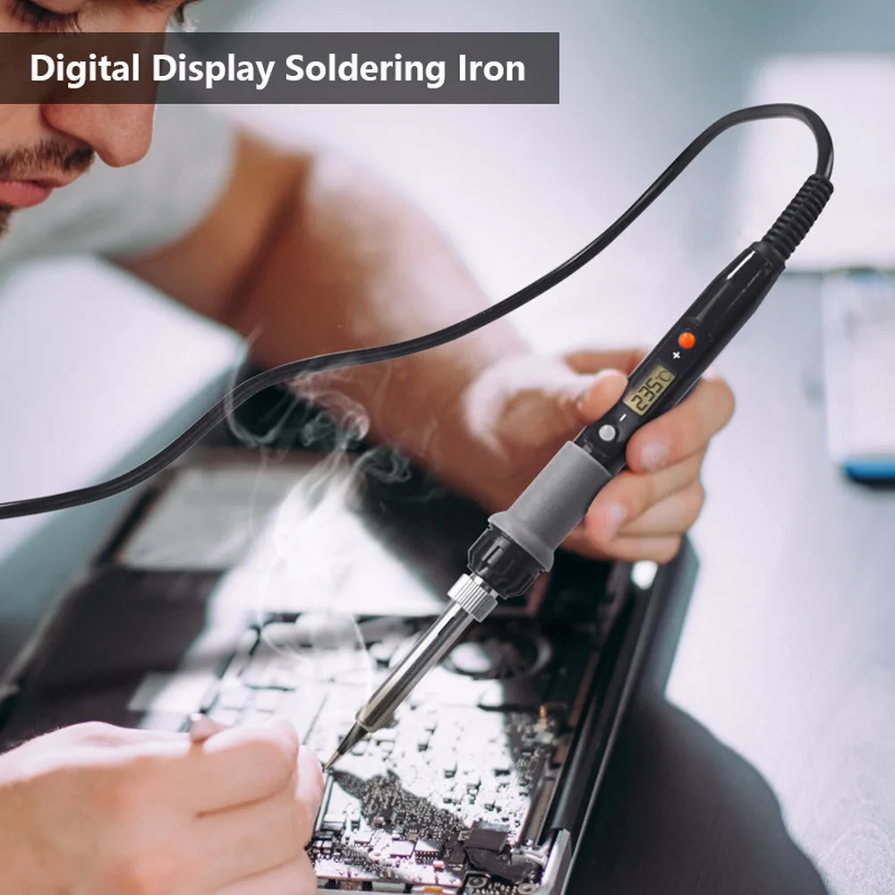 

9PCS Electronics Soldering Iron Kit 80W Soldering Gun LCD Digital Adjustable Temperature Solder Iron Solder Tips DIY Repair Tool