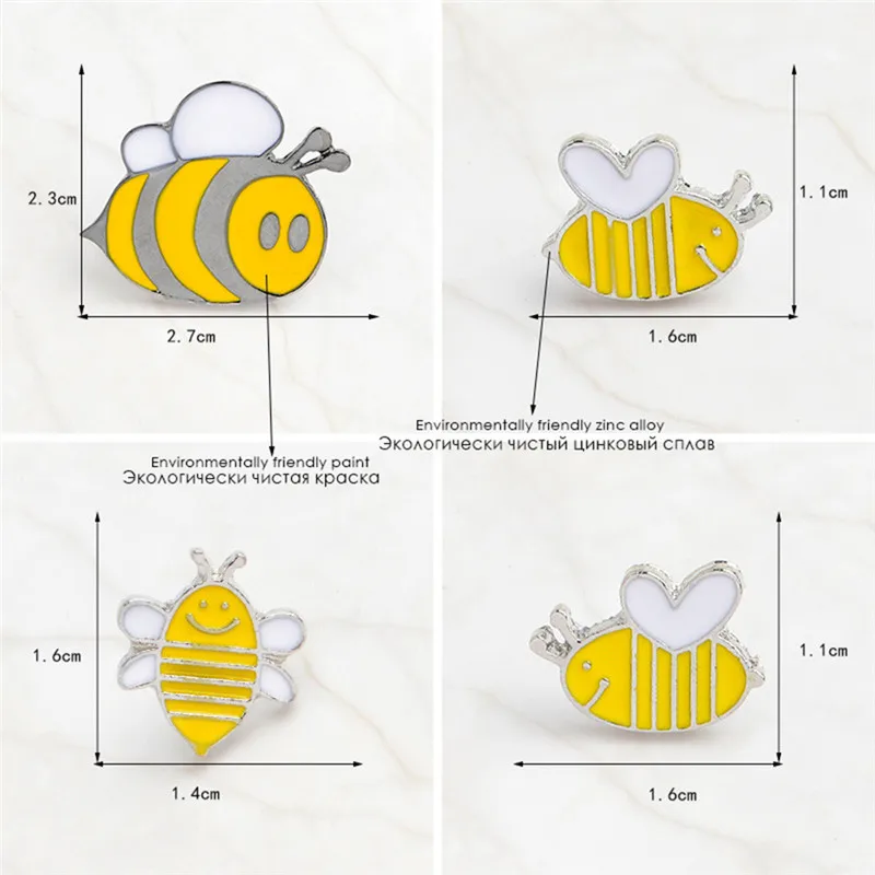 

4pcs/set Honey Bee Family Pin Cute Cartoon Brooches Bee Badges Hard Enamel Pins Deniam Jacket Backpack Jewelry