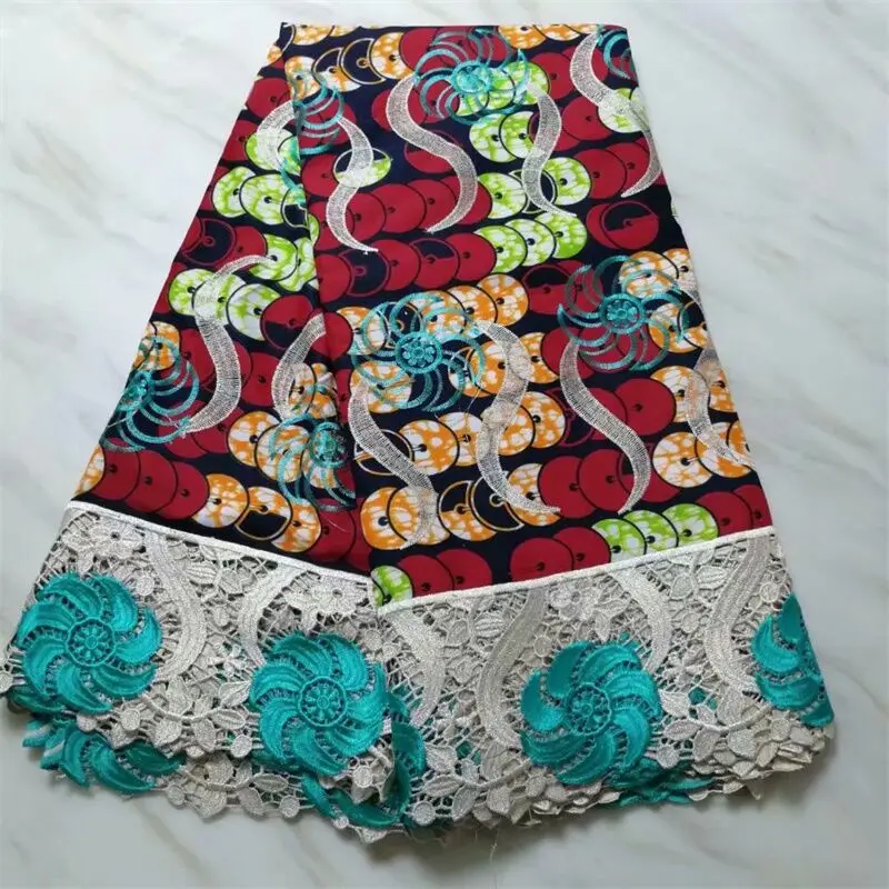 Хлопковая полиэфирная кружевная африканская Вощеная Ткань 6 ярдов/шт. ткань с