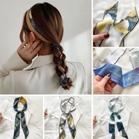 summer head scarf women accessories headband for hair tie satin silk handkerchief ladies ribbon kerchief for girls bandana 2021