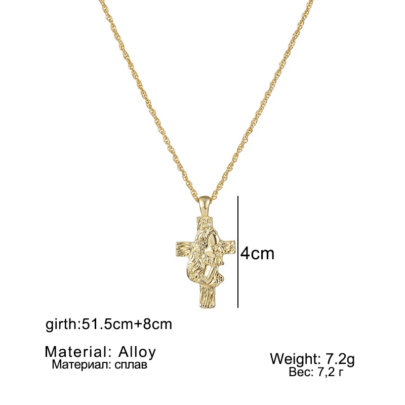 Модное ожерелье FNIO 2019 с крестом золотого и серебряного цвета минималистичное на