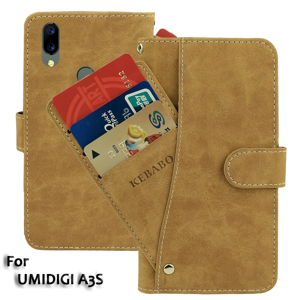 

Vintage Leather Wallet UMIDIGI A3S Case 5.7" Flip Luxury Card Slots Cover Magnet Stand Phone Protective Bags