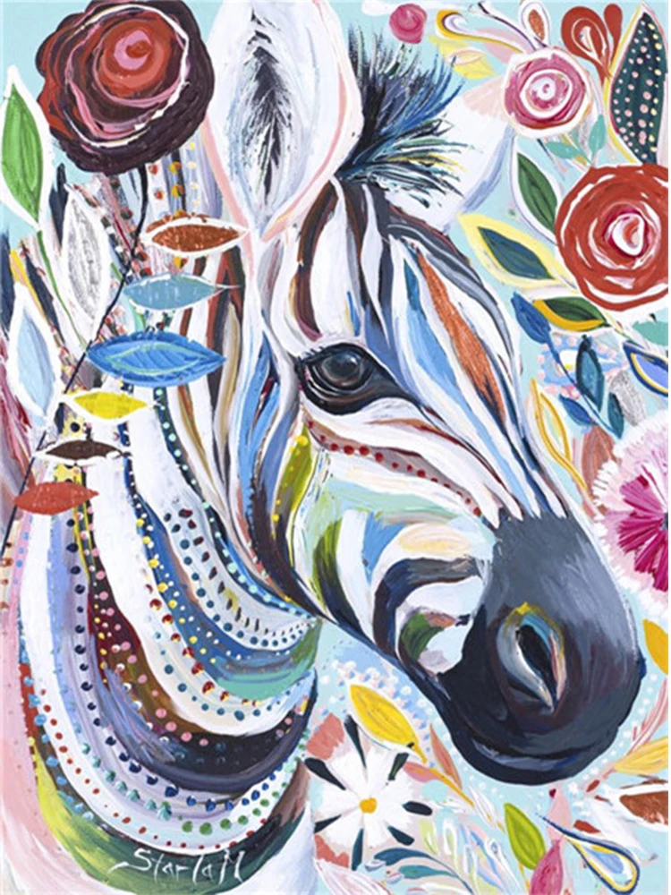 

5d DIY Diamond Painting Animal Zebra 5D Diamond Embroidery Stitch Cross Rhinestone Home Ddecoration Art