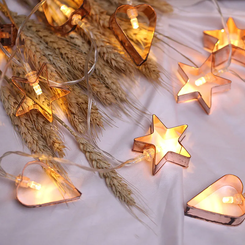 Сказочные геометрические звезды сердце батарея USB Гирлянды 6 м светодиодный