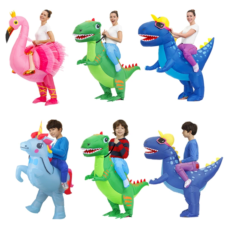 

New Arrival Dinosaur Inflatable Costumes Adult Kids Halloween Cosplay Costume T-rex Flamingo Unicorn Party Role Play Disfraces