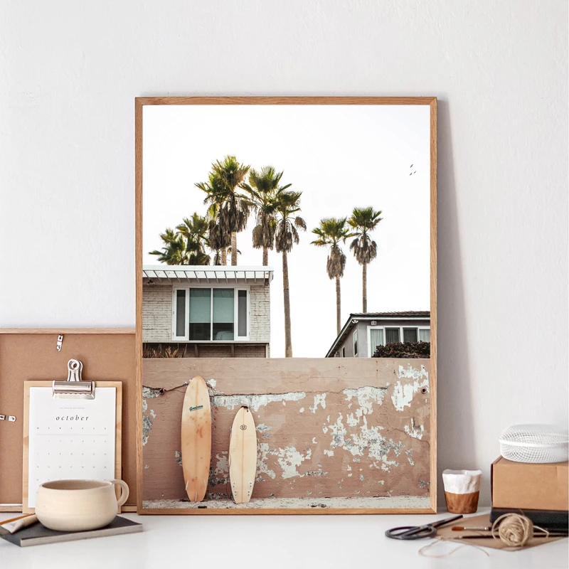 Фотопостер Для океан серфинга море принты береговые пальмы фотография декор