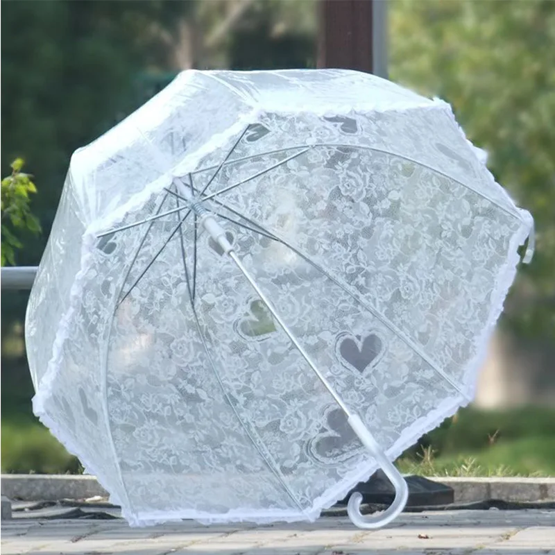 Модный белый прозрачный кружевной зонт Женский солнцезащитный Зонт Apollo милый