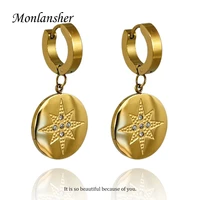 monlansher new simple trendy gold color star hoop earrings for women vintage white zircon huggie earrings party jewelry gift