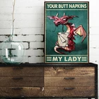 Плакат и печать салфетки с драконом ваши ягодицы моя леди настенная Картина на холсте для гостиной Рамка для украшения дома