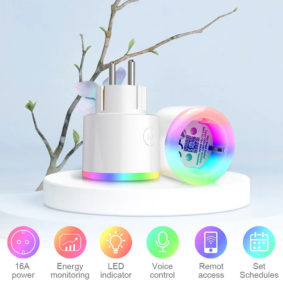 

Tuya LED Night Light with EU Socket Dimmable WiFi Smart RGB Lamp Voice Control Timer For Home Bedroom Decoration Lighting