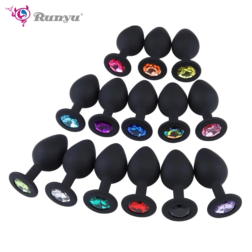 Пробка Анальная с покрытием черная металлическая романтичная пробка кристаллом