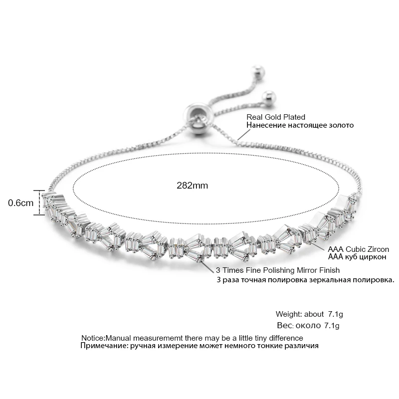

UILZ Vintage White Cubic Zirconia Plated Adjustable Bracelets for Women Wedding Engagement Top Quality Hand Accessories UBP2035