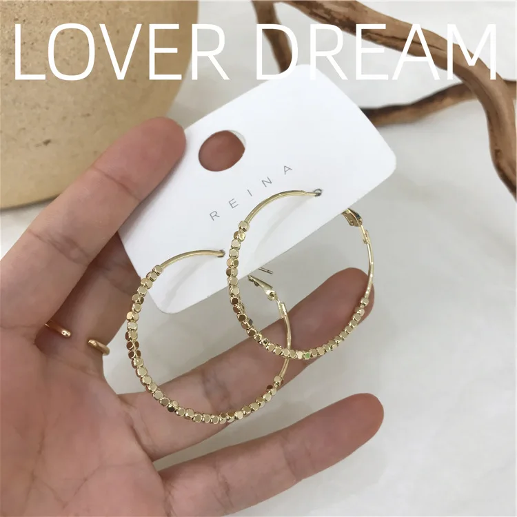 

2020 New Korean Vintage Earrings For Women Gold Silver Color Earrings C-shaped Metal Big Small Earrings Fashion Jewelry
