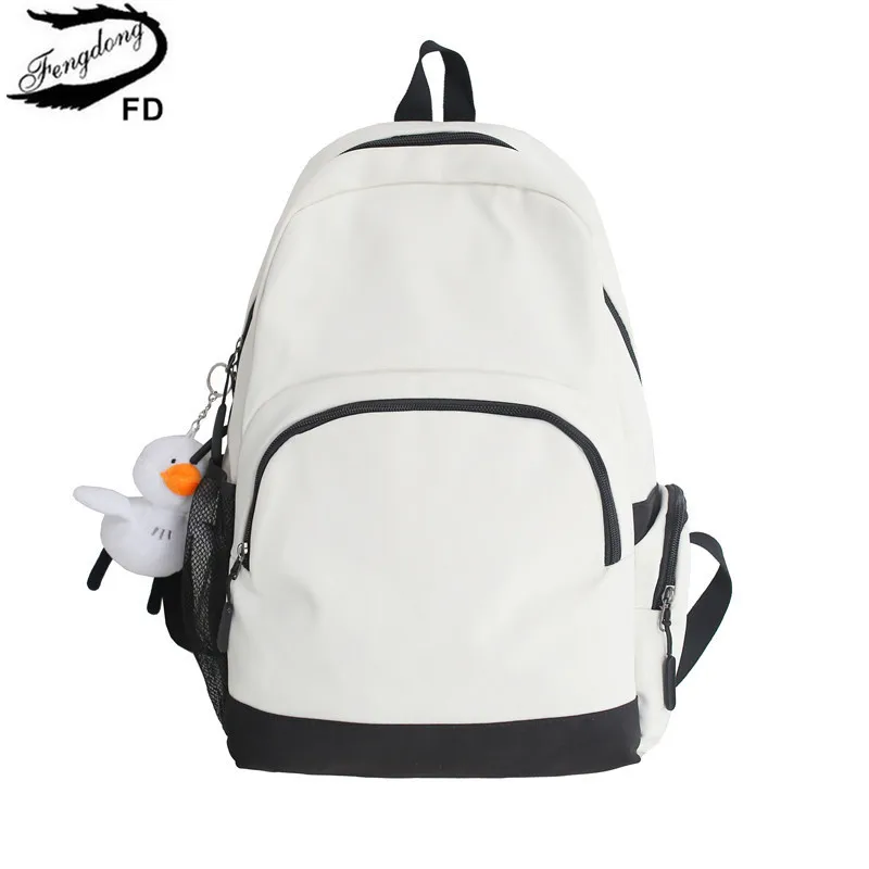 Женский школьный рюкзак Fengdong, серый или черный Водонепроницаемый Школьный рюкзак для девочек, легкий нейлоновый рюкзак для ноутбука, осень