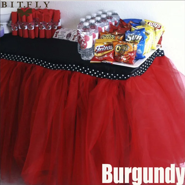 burgundy 29 цветов, полиэстер, однотонная 100*80 см юбка-пачка для стола, рождественские принадлежности,, свадебная фатиновая юбка - Цвет: burgundy