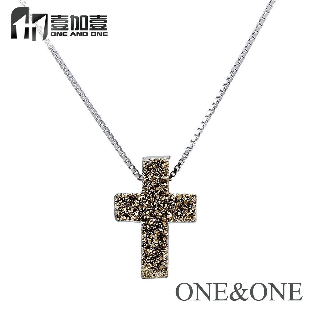 Новое поступление, опал, 925 пробы, серебряная цепочка, ожерелье Хамса, 11x13 мм, ожерелье с кулоном, натуральная Друза, модное ювелирное изделие для женщин - Окраска металла: cross A04