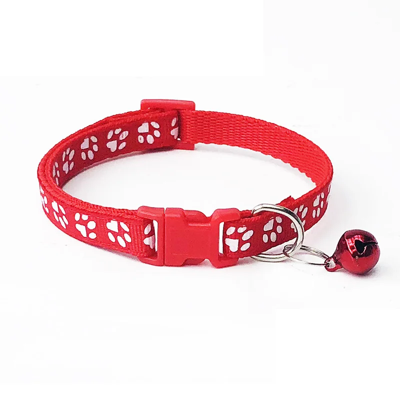 Red Paw Pawstrip 0,4/0," ошейник для маленьких собак, чихуахуа, йоркширский нейлоновый ошейник для щенка, милый ошейник для кошки с бантом, ошейник с колокольчиком для питомца для собак - Цвет: Red Paw