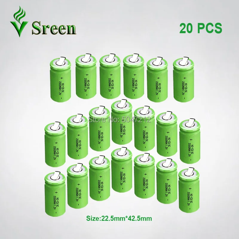 SC 2000mAh с никелевым листом DIY to Subc перезаряжаемые пакеты батарей электронный аккумулятор 1,2 V NI-CD аккумуляторная батарея - Цвет: 20 Pieces