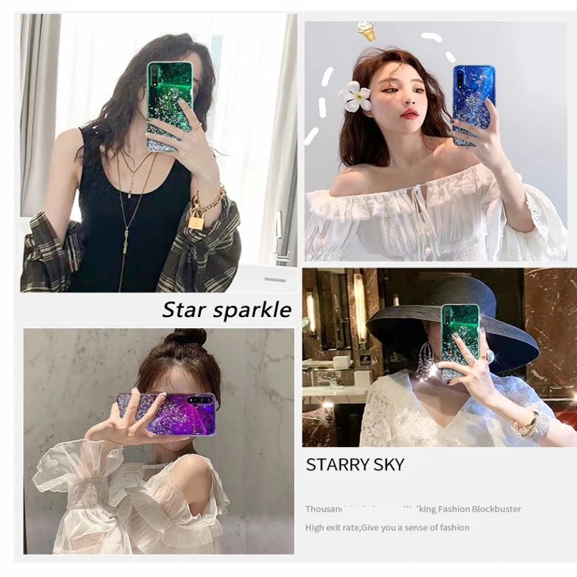 

For Huawei Honor 9X Phone Case Luxury Bling Glitter Cover On Huawei Honor 9S 9C 9A Soft Silicone Star Holder Covers Bumper FUnda