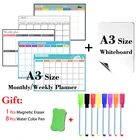2 шт., магнитная доска для еженедельного планировщика и магнитная доска, сухой стираемый календарь, наклейка на холодильник, доска для сообщений, 8 цветов, маркерная ручка